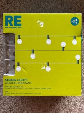 Target Room Essentials String lights (25)indoor/outdoor, weather resistant, NIB